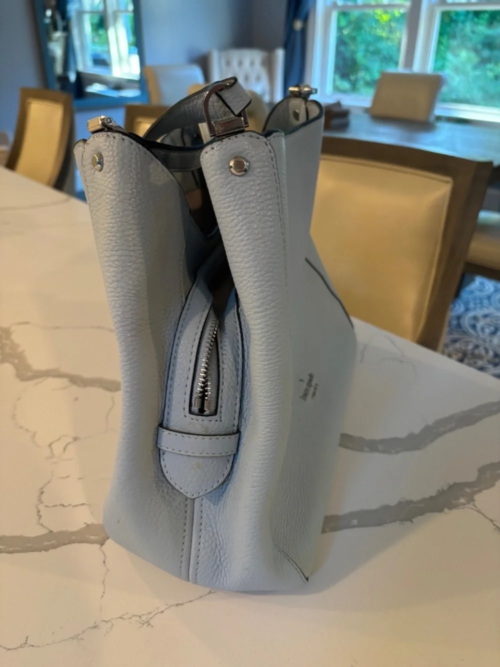 Kate Spade Light Blue Pebbled Leather Shoulder Bag